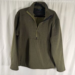 Kavu Jacket Men's Medium Green 1/4 Zip Pullover Pockets Turtleneck Knit